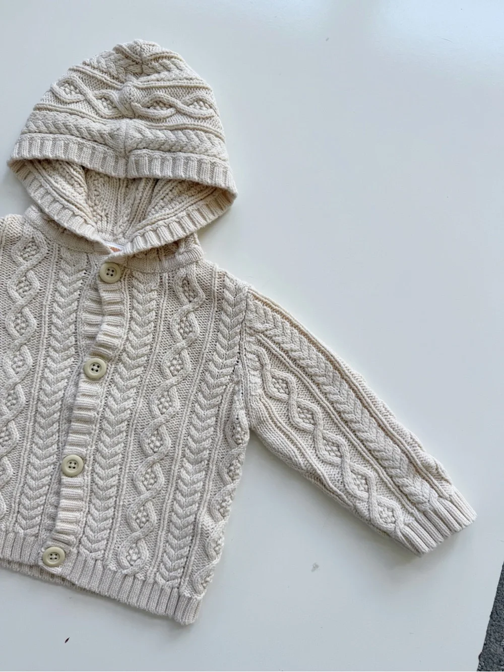 Gymboree Cream Hooded Knit Cardigan 12-18M